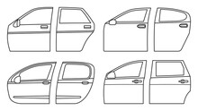 Car Door Vector Outline Set Icon. Outline Set Icon Auto Equipment. Vector Illustration Car Door On White Background.