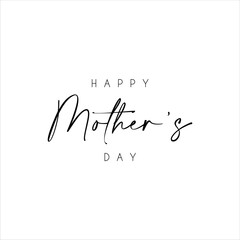 Happy Mother's Day text with flowers isolated on background. Hand drawn lettering as Mother's day logo, badge, icon. Template for Happy Mother's day, invitation, greeting card, postcard.