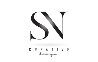 SN s n letter design logo logotype concept with serif font and elegant style vector illustration.