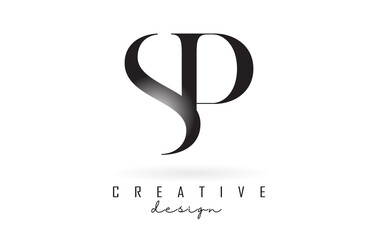 Wall Mural - SP s p letter design logo logotype concept with serif font and elegant style vector illustration.