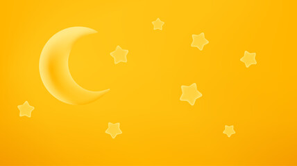 Poster - Ramadan decoration. Vector banner with moon and starsю Plasticine effect illustration
