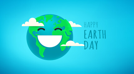 Poster - Cute character - mother Earth. Happy Earth Day vector banner
