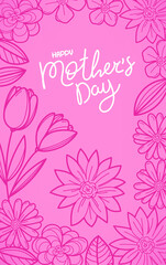 Aufkleber - Happy mothers day greeting vectical card with beautiful 3d flowers and lettering inscription