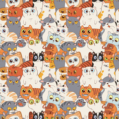 Wall Mural - Seamless pattern with cats