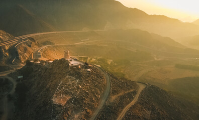 Wall Mural - Drone shot of sunrise of the fort.