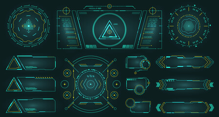 Sticker - Futuristic HUD Interface Screen Elements. High tech, Sci-fi concept design