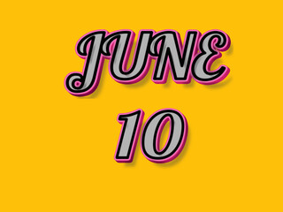 10 June, Calendar icon. On yellow Background