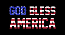 God Bless America Lettering With American Flag. Vector Illustration