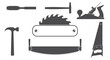Carpentry tools, labels template. Sawmill emblem. Vector illustration
