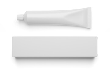 Wall Mural - Blank white cosmetic tube isolated on white.