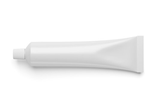 Blank white cosmetic tube isolated on white.