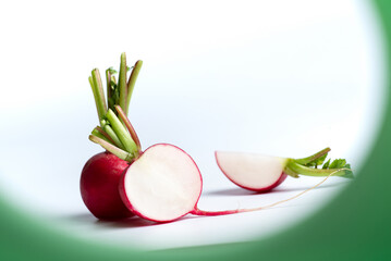 Wall Mural - Sliced radish on white background isolated