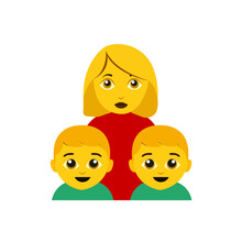 Family With Single Mom With Two Boys Emoji Vector