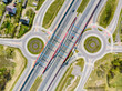 Road junction with two roundabouts aerial view