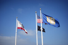 Flags Flying Over Huntington Beach California