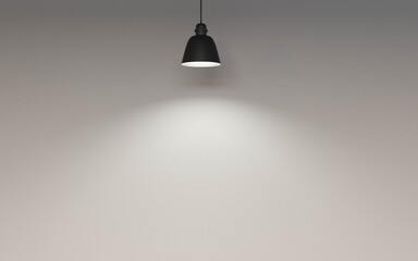 Wall Mural - white wall background with black lamp and low key lighting 3d render illustration