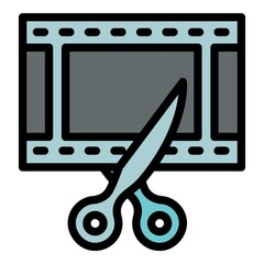 Poster - Edit movie icon. Outline Edit movie vector icon for web design isolated on white background