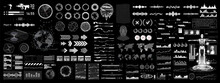 Scifi And HUD UI Digital Elements Collection. Futuristic User Interface Design Set - Charts, Callouts, Charts, Audio Waves And HUD Interface Elements. Futuristic Graphic Set For UI And VR. Vector