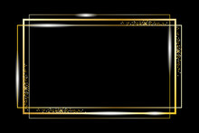 Royal Gold Frames Black Background. Invitation Card, Banner. Light Effect, Golden Light. Vector Illustration. Stock Image. EPS 10.