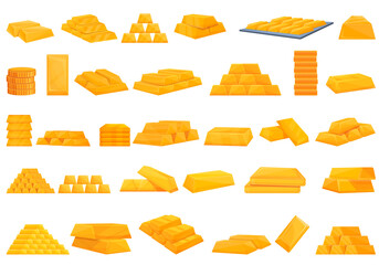 Poster - Bank reserves icons set. Cartoon set of bank reserves vector icons for web design