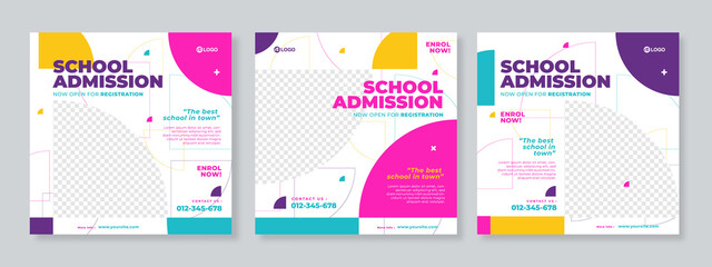 School admission social media template premium vector