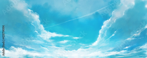初夏から夏にかけての空をイメージした風景イラスト Wall Mural Gelatin 初夏から夏にかけての空をイメージした風景イラスト Wall Mural Gelatin