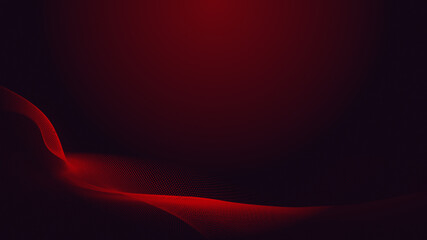 Fototapete - Dot red purple wave line light gradient dark background. Abstract  technology big data digital background. 3d rendering.