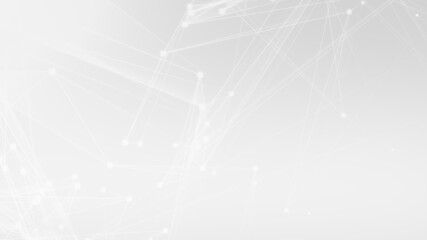 Poster - Abstract white gray polygon tech network with connect technology background. Abstract dots and lines texture background. 3d rendering.