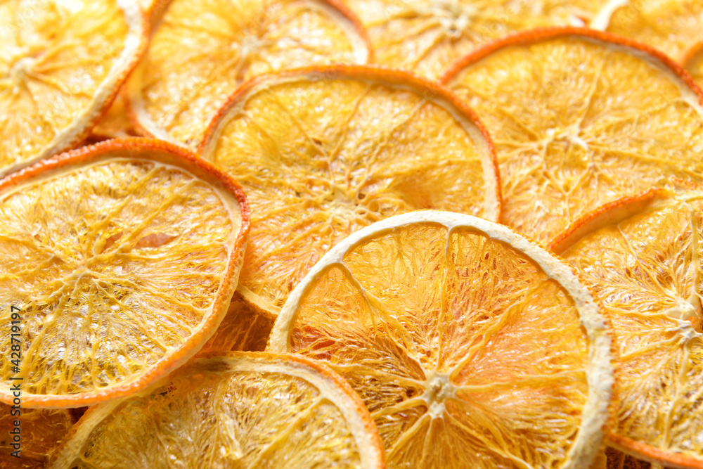 Dried orange slices as background