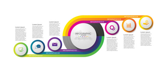 Presentation business infographic template circle colorful with 6 step