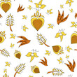 Vector white background Brittany celtic, Breton trational folklore symbols seamless pattern. Seamless pattern background