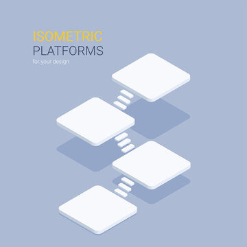 isometric vector illustration on gray background, isometric platforms for creating design projects and infographic templates