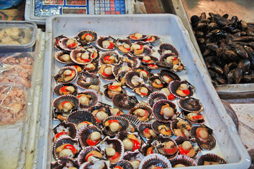 Poster - Seafood in Mercado Central, Central market in Santiago, Chile