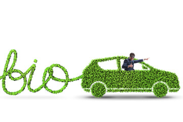 Businessman with car powered with biofuel