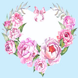 Fototapeta Kwiaty - flowers illustration with pink peonies