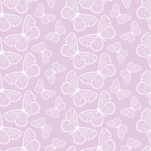 Vector Butterfly Cute Seamless Purple Pattern Design Background