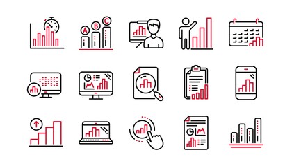 Poster - graph line icons. charts and graphs, presentation and report. analytics linear icon set. linear set.
