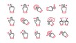 Touchscreen gesture line icons. Hand swipe, Slide gesture, Multitasking icons. Touchscreen technology, tap on screen, drag and drop. Linear set. Linear set. Quality line set. Vector