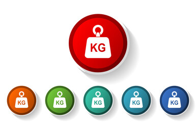 Aufkleber - Weight, kg, kilogram vector icon set, flat design symbol collection in 6 colors option in EPS 10
