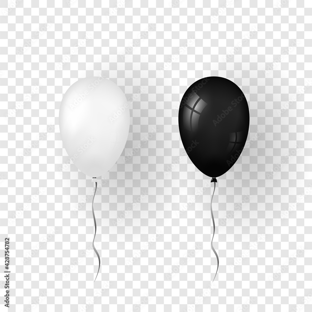 Balloon 3D icon set, isolated white transparent background. Baloon ...