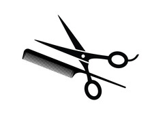 Flat Icon Scissors And Combs Isolated On White Background. Beauty Saloon.
