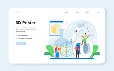 Poster - 3D modeling web banner or landing page. Digital drawing
