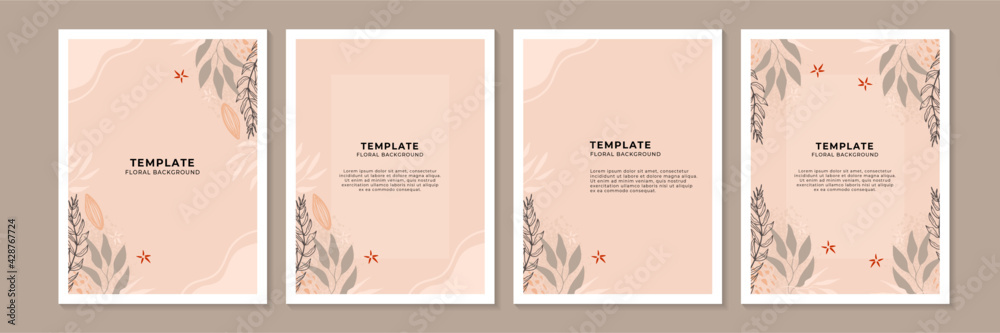 Social media stories, posts, highlights templates. Abstract floral vector backgrounds with copy space for text - obrazy, fototapety, plakaty 