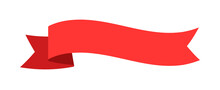 Curved Wavy Red Banner Ribbon Vector Design On White