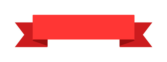 curved red banner ribbon flat vector design on white