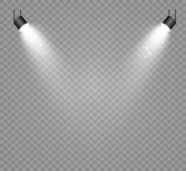 Poster - White scene on with spotlights. Vector illustration.