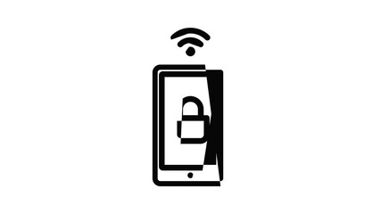 Poster - Smartphone wireless lock icon animation outline best object on white background