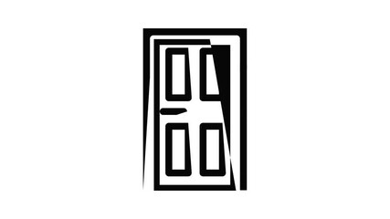 Poster - House door icon animation outline best object on white background