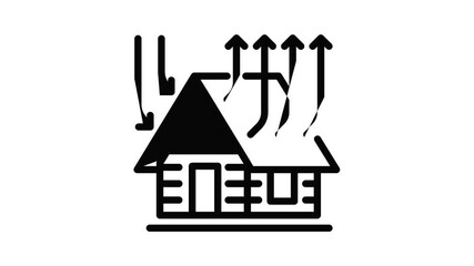 Poster - Smart roof house icon animation outline best object on white background