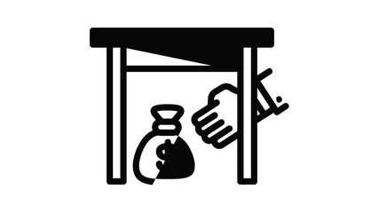 Poster - Under table money bag icon animation outline best object on white background